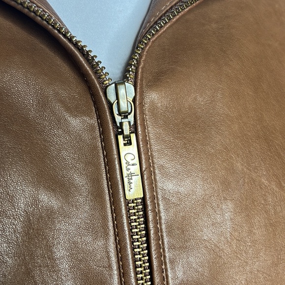 Cole Haan Brown Leather Jacket Sz 12 - Picture 3 of 12